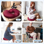 Donut Pillow Seat Cushion - Cooling Gel Outdoor Chair Cushions, Memory Foam Seat Cushion for Office & Home, Car Seat and Patio Furniture Cushions, Hemorrhoids Pillow and Tailbone Pain Relief, Red