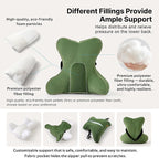Lumbar Support Pillow(Pat. Pend) for Lower Back Pain Relief – Multi-Functional Ergonomic Lumbar Cushion, Reading Pillow for Office Chair, Car Seat & Sofa,Olive Green