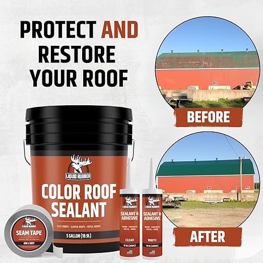 Liquid Rubber Color Roof Sealant- Elastomeric Waterproof Small Repair Coating for Flat, Low-Slope & Metal Roofs, Flexible UV-Stable Membrane, Hunter Green, 1 Quart