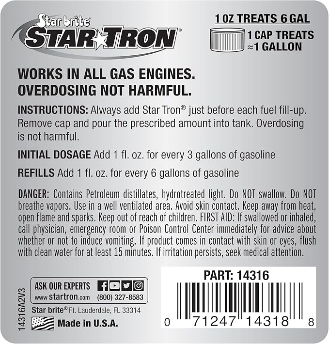 Star Tron Enzyme Fuel Treatment - Small Engine Formula – Gas Additive Rejuvenates & Stabilizes Old Gasoline - Cures & Prevents Ethanol Problems