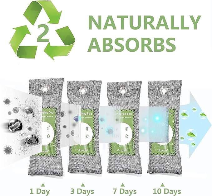 20 Pack Bamboo Charcoal Air Purifying Bag, Activated Charcoal Bags Odor Absorber, Moisture Absorber, Natural Car Air Freshener, Shoe Deodorizer, Odor Eliminators For Home, Pet, Closet, Car