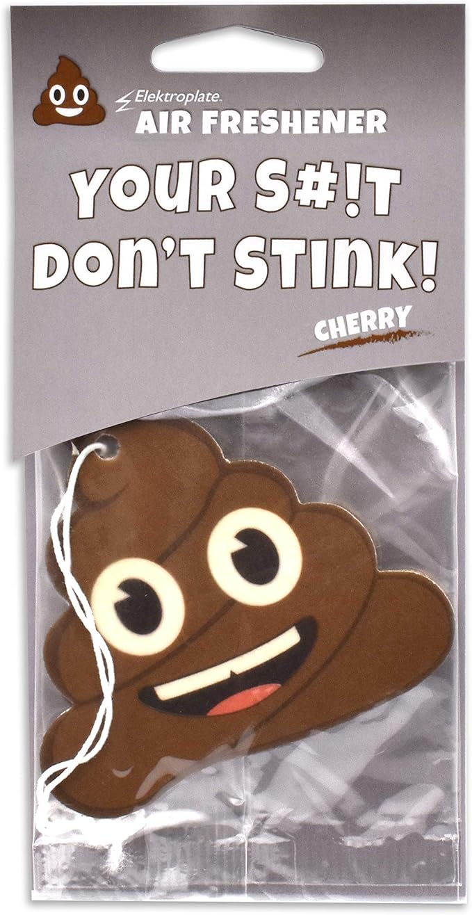 Elektroplate Poop Smiley Face Automotive Air Fresheners for Vehicles | Cherry Scent (12-Pack) | Made in the USA