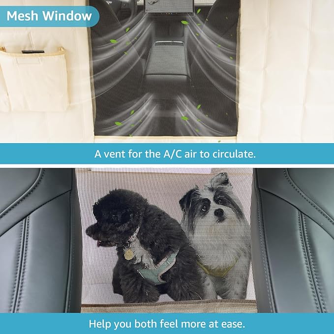 Lassie Dog Car Hammock for 2020-2026 Tesla Model Y Back Seat Pet Cover for Dogs with 4 Headrests and 2 Seat Belts, 100% Waterproof Backseat Hammock Pet Seat Protector for Tesla Model Y