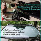 Windshield Sun Shade -Certified 99.87% UVB & 99.02% UVA Car Sun Shade. Award Winning Sunshade - Patented Technology | Compatible for Porsche Boxster/Cayman 718 2017-2023 | Car Shades by Kinder Fluff