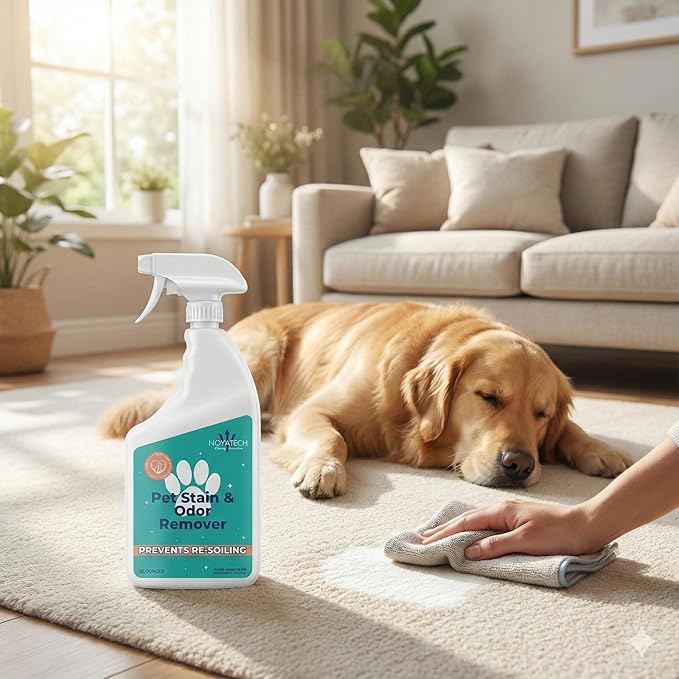 Pet Stain & Odor Remover – Fast-Acting Enzyme Cleaner for Dog & Cat Urine | Safe for Carpet, Couch, Turf, Tile & More | Non-Toxic, Kid & Pet Safe Spray 1 Gallon