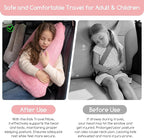 HIGOGOGO Washable Travel Pillow, Car Pillow for Kids & Adults, Travel Pillows with Removable Soft Cover and High-Support Foam, Fix Neck and Body Sitting/Sleeping on The Trip, Pink