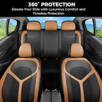 FLORICH Car Seat Covers Front Seat, Universal Seat Cover 2 Seats, Automotive Seat Covers with Mesh Leather, Waterproof Car Seat Protector, Breathable Car Seat Cushion for Most Car SUV Truck Orange