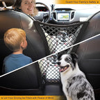 Dog Car Net Barrier for SUV， Upgraded Dog Travel Accessory with Organizers and Storage, Separates Pets from Passengers for Safely, organizes Essentials, Makes Trips Easier.