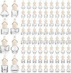 Dandat 80 Pcs 8 ml Hanging Car Freshener Diffuser Pendant Bottle Empty Transparent Glass Aromatherapy Essential Oil Air Diffuser for Perfume Gift with Wooden Caps Lanyard, 8 Assorted Style