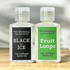 1 OZ Premium Car Diffuser Refill Oil – 2 Pack Long Lasting Fragrance Oil for Car, Home & Office | Compatible with Most Diffusers | Fresh, Pleasant Scent for Every Space (Black Ice + Fruit Loops)