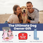 The Original Doggy Bag™ - Complete Dog Travel Bag for Supplies with 2 BPA-Free Travel Bowls & 2 Pet Food Containers - A Dog Mom Gift for Day Trips, Camping, Road Trips & Weekends Away: Lt. Pink