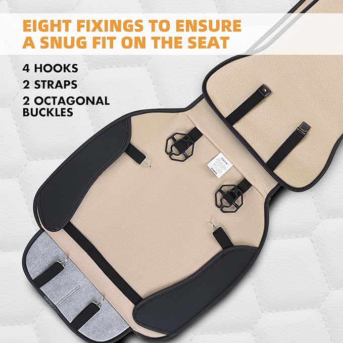 Elantrip 2PCs Front Car Seat Covers Leather Car Seat Protector Universal fit for Most Cars SUVs and Trucks Water Proof Seat Protector Black and Gold