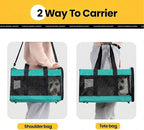Cat Carrier Airline Approved, Soft-Sided Dog Carrier with Inner Safety Leash, Pet Transport Carrier for Small-Medium Cats Puppies up to 15 Lbs,Travel Kitten Carrier Bag -Turquoise,M