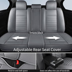 Leather Car Seat Covers, Waterproof Horizontal Stripes Front and Rear Car Seat Cover, Breathable Automotive Seat Covers for Sedan SUV Pick-up Truck (5 PCS Full Set, Grey)