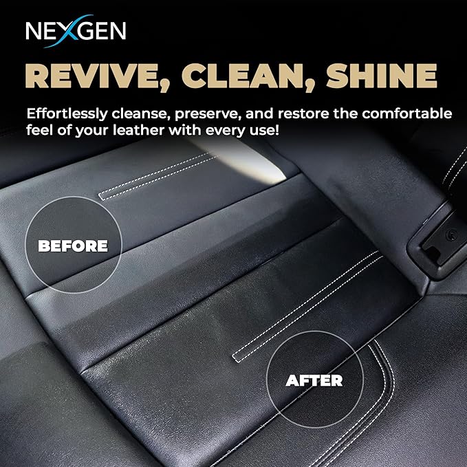 Nexgen Car Leather Cleaner - Quick Spray Car Interior Cleaner and Leather Restorer - Gentle Liquid Formula, Multi-Purpose Cleaner for Cars, Couch, Boots, Purses, and More (16 Oz)