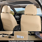 Coverado Front and Back Seat Covers for Cars, Nappa Leather Car Seat Covers, Automotive Seat Covers for Trucks, 5 Seats Waterproof Carseat Protector Car Seat Cover Beige, Universal Fit for Most Cars