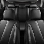 CAR PASS Nappa Leather Car Seat Covers Cushioned, Waterproof Leatherette Seat Covers Anti-Slip 5 Seats, Universal for Cars,SUV,Pick-Up,Truck,Sedan,Vehicles Sports(Full Set Black Charcoal Carbon Fiber)