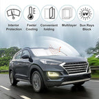 Windshield Sun Shade Custom Fit for 2016-2021 Hyundai Tucson Accessories Foldable Sunshade Sun Blocker Protect Car from Sun Rays & Heat Damage Keep Car Cooler