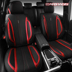 CAR PASS Nappa Leather Car Seat Covers, Durable Waterproof Luxury Universal Seat Covers for SUV Pick-up Truck Sedan, Anti-Slip Driver 5 Seat Covers Full Set with Backrest, Black Metallic Red
