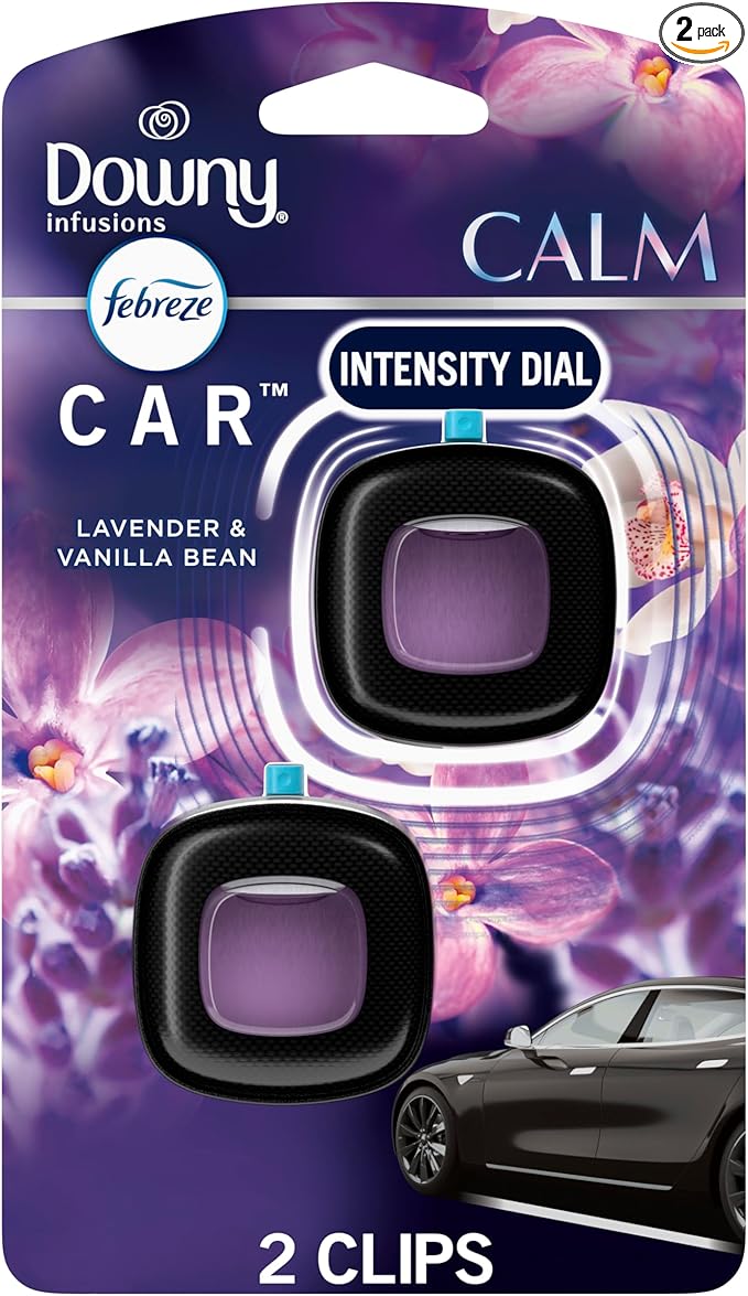 Febreze Car Vent Clip, Downy Calm Scent, 2 Count, 0.13 oz Total