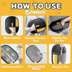Pet Hair Removal Glove for Dogs & Cats – Upgraded Reusable Electrostatic Fur Remover Tool for Clothing, Furniture, Couch, Carpet, and Car Seats