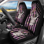 KEIAHUAN Car Seat Covers Pink Front Saddle Blanket Rear Split Bench Protection Cover Soft and Comfortable Automotive Accessories Fit Most Cars, Sedan, Truck, SUV and Van, Branch Camo Hunting