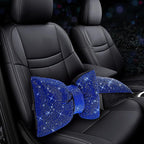 4 PCS Bling Car Pillows,Rhinestones Bowknot Car Headrest Pillow,Car Neck Pillow for Driver Relax Necksupport,Sleeping Travel Support Neck Pillow,Shiny Diamond Interior Accessories for Women,Blue
