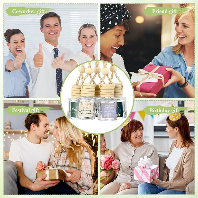 20 Pcs Employee Appreciation Gifts Bulk Empty Glass Car Air Freshener Hanging Diffuser Thank You Gifts for Employee Nurse Staff Dietician Social Worker Volunteer