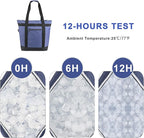 BeeGreen Cooler Bag Soft Insulated Tote for Beach Travel Grocery Shopping Lunch Portable Large Ice Coolers with Handle Hard Freezer Bags with Zippered Top Foldable Leakproof Delivery Totes Navy