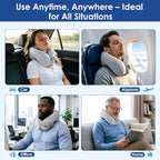 jiaao Memory Foam Neck Pillow for Travel & Airplanes, Adjustable Travel Pillow for Long Flights & Road Trips, Includes Eye Mask, Earplugs & Bag(Gray)