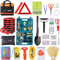 Vetoos Car Roadside Emergency Kit with Jumper Cables, Auto Vehicle Safety Road Side Assistance Kits, Winter Car Kit Essentials for Women and Men, with Car Repair Tool Set, Folding Survival Shovel