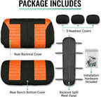 FH Group Automotive Car Seat Covers Rear Set Premium 3D Air Mesh Seat Covers, Airbag Compatible and Split Bench Cover Universal Fit Interior Accessories for Cars Trucks and SUVs - Orange