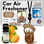 Personalized Car Air Freshener, Wood Diffuser and Fragrance Oil Set, Custom Message, Rearview Mirror Charm, Bigfoot Believe, Sasquatch, Auto Accessory for Men or Women (Orange Citrus)