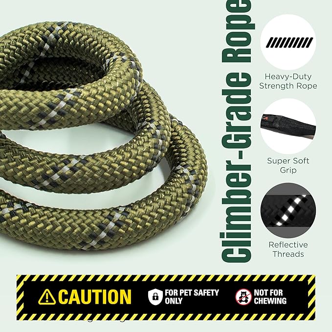Dog Seat Belt for Car | Universal Pet Car Seatbelt with Reflective Climbing Rope, Aviation Aluminum Carabiner with 360° Swivel & Auto-Lock, Secure Safety Restraint (Ranger Green 360°)