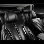 CAR PASS Ultra+ Nappa Patent Leather Car Seat Covers Full Set Universal Cushioned,Soft Breathable Waterproof Anti-Slip Driver Seats Backrest for SUV Pick-up Truck Sedan,5 Seats Aether Lustre All Black