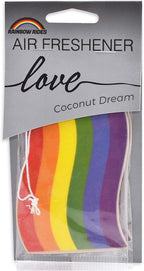 Rainbow Rides Pride Wavy Flag Automotive Air Fresheners for Vehicles | Coconut Scent (12-Pack) | Made in the USA