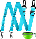 LivTee Dog Seat Belt for Car, Retractable Pet Safety Harness, Adjustable Nylon Dog Seatbelt Leash, Comfortable Dog Accessories for Vehicles (Teal-2PCS)