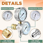 RIDGE WASHER 2-in-1 Pressure Washer Gauge, Stainless Steel Power Washer Gauge Temperature Gauges, 3/8 Inch Quick Connect, 6000 PSI