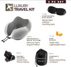 Homeify Airplane Neck Pillow Includes Travel Pillow + Airplane Phone Holder Mount + Eye Masks + Earplugs for Travel, 100% Pure Memory Foam Travel Pillow, 4 Pc Travel Kit, 2 Pack