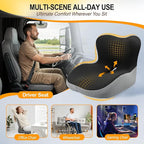 Memory Foam Car Seat Cushion with Lumbar Support, L-Shaped Ergonomic Design for Long Driving, Pressure-Relief Comfort for Car, SUV, Semi Truck & Office Chair