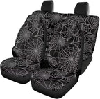 KEIAHUAN Halloween Spider Web Front and Back Car Seat Covers Front Saddle Blanket Rear Split Bench Protection Cover Fit Most Vehicle Truck,SUV (Black)