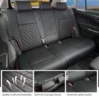 Lolcar RAV4 Seat Covers Custom Fit for Toyota RAV4 2019 2020 2021 2022 2023 2024 2025 LE,XLE,XLE Premium,Limited,Airbag Compatible,Seat Cover Full Set for SUV, Waterproof Leather（Black with Red Trim）