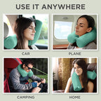 Dot&Dot Twist Memory Foam Travel Pillow for Airplanes - Travel Neck Pillow for Sleeping - Airplane Pillow for Neck Support - Adjustable, Bendable Neck Roll Pillow (Mint, One Size)