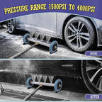 16 Inch Undercarriage Pressure Washer Attachment, Pressure Washer Undercarriage Cleaner, Under Car Washer Attachment with 3 Extension Wand, 4000 PSI