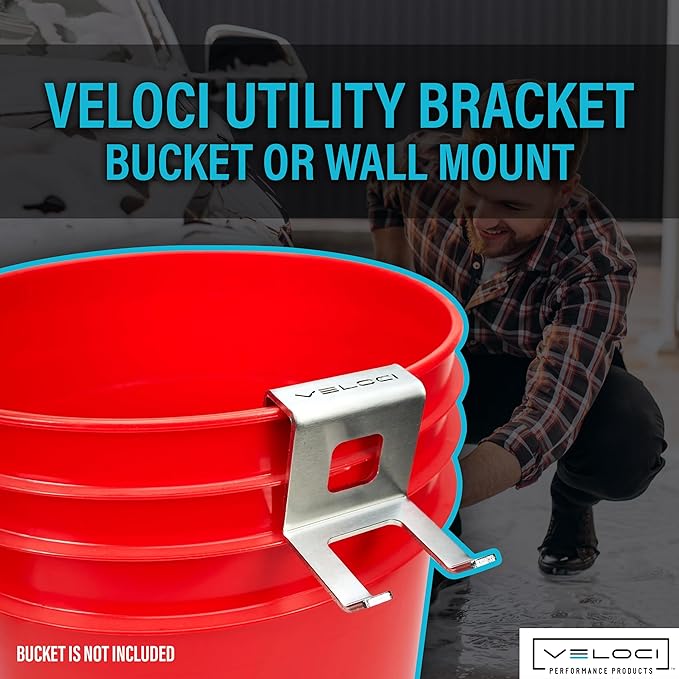 Veloci Performance Utility Bracket, Foam Cannon Bottle Holder for Bucket or Wall Mount, Holds Spray Gun, Lances, or Pressure Washer Accessories, Commercial-Grade, 44.0021