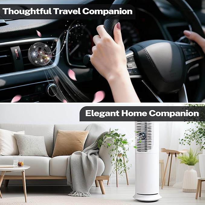 Car Fragrance Holder Compatible with Bath & Body Works Refills (Not Included), Air Freshener Vent Clip or Visor Clip, Refillable Scent Holder, Easy to Open Car Diffuser (Black,Diamond)