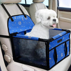 PetsHome Dog Car Seat Foldable Dog Car Booster Seat Waterproof Breathable Oxford Travel Bag for Small to Medium Dogs, Puppies, and Pets-Pattern Blue-Upgrade