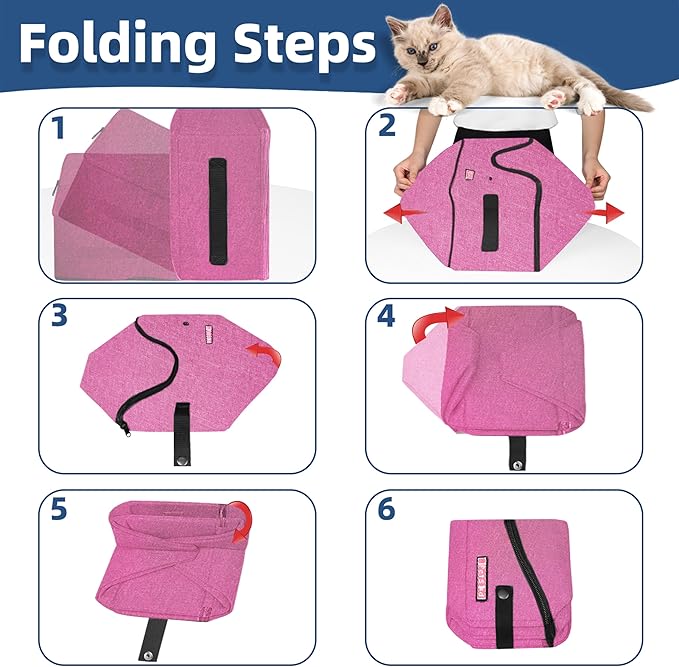 Petskd Portable Travel Litter Box for Cats with Lid and 10 pcs Liner Bags, Light Weight, Leak-Proof and Higher Sides for Road Trips, Hotel Stays, Car Travel(Pink)