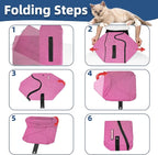Petskd Portable Travel Litter Box for Cats with Lid and 10 pcs Liner Bags, Light Weight, Leak-Proof and Higher Sides for Road Trips, Hotel Stays, Car Travel(Pink)
