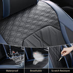 FLORICH Leather Front Car Seat Covers Waterproof Durable Front Seat Protector for Cars Luxury Seat Cover Breathable Vehicle Seat Cushion Universal Fit for Most Car Truck SUV, Black&Blue